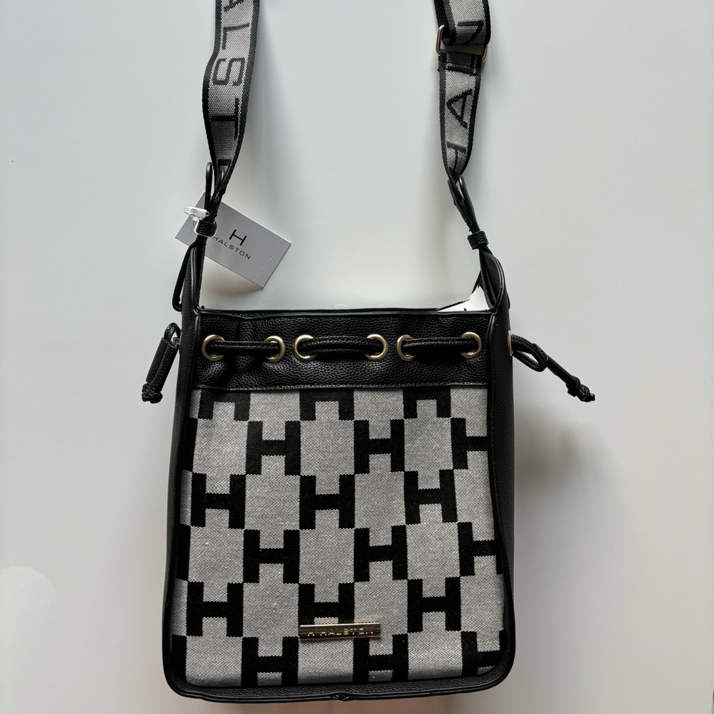 H by Halston Black and Gray Crossbody Bag